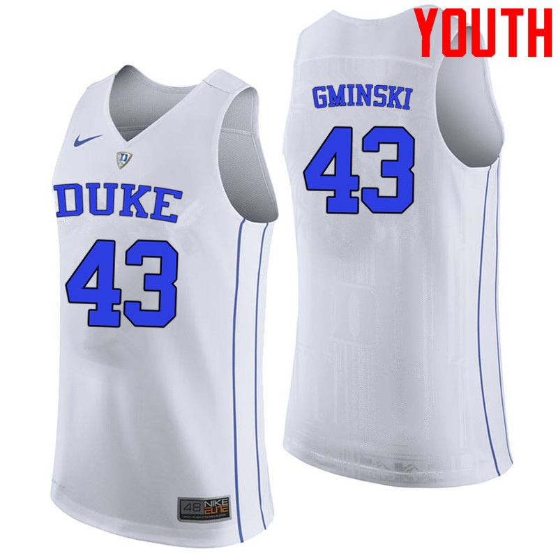 Youth #43 Mike Gminski Duke Blue Devils College Basketball Jerseys-White
